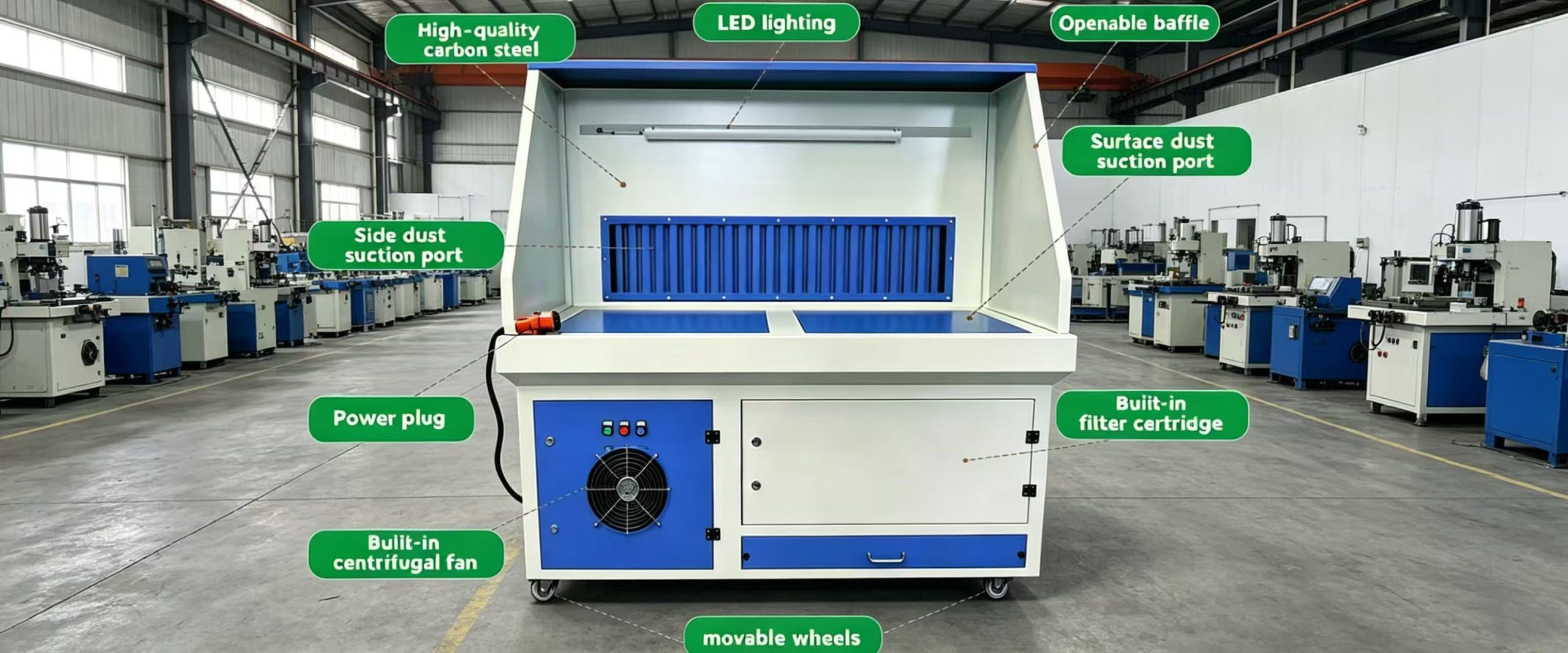 Wood Sanding Downdraft Workbench with Filter Cartridge