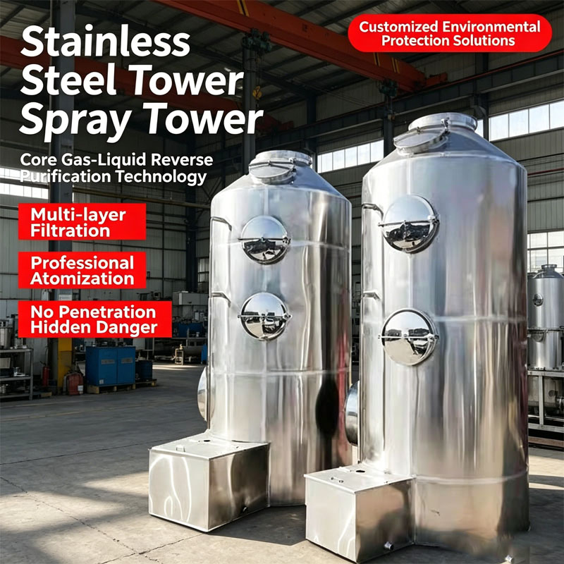 201 304 Stainless Steel Industrial Spray Scrubber Tower Waste Gas Treatment Equipment For Chemical Plant Exhaust Purification - Image 2