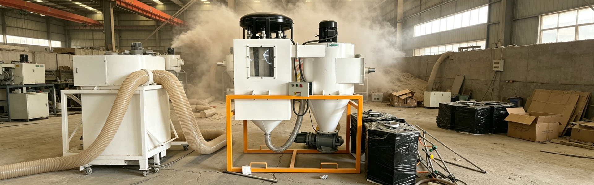 Industrial woodworking workshop uses large-capacity cyclone dust collector 99%