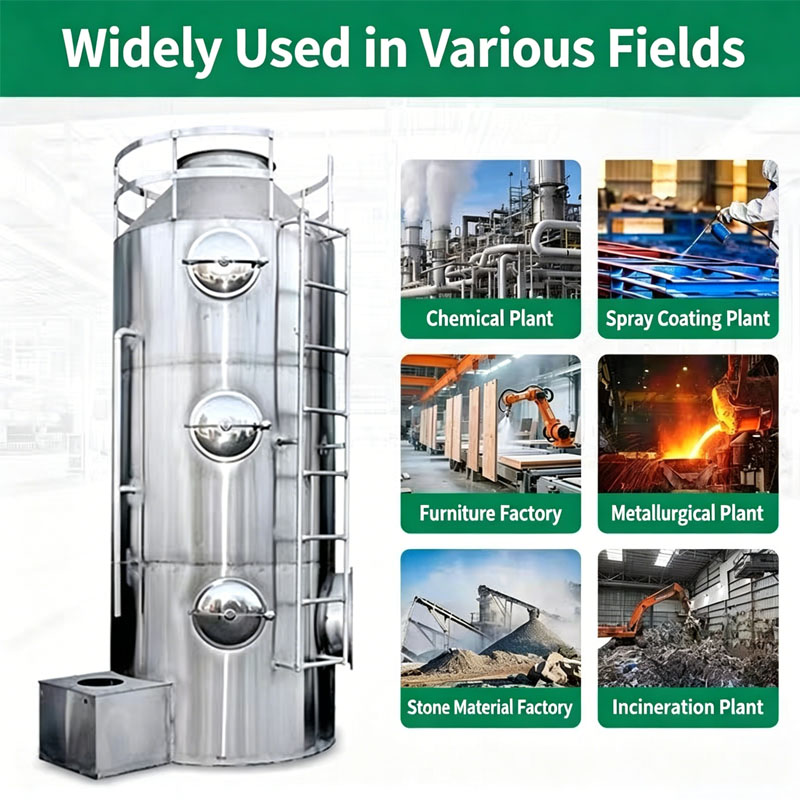 201 304 Stainless Steel Industrial Spray Scrubber Tower Waste Gas Treatment Equipment For Chemical Plant Exhaust Purification - Image 4