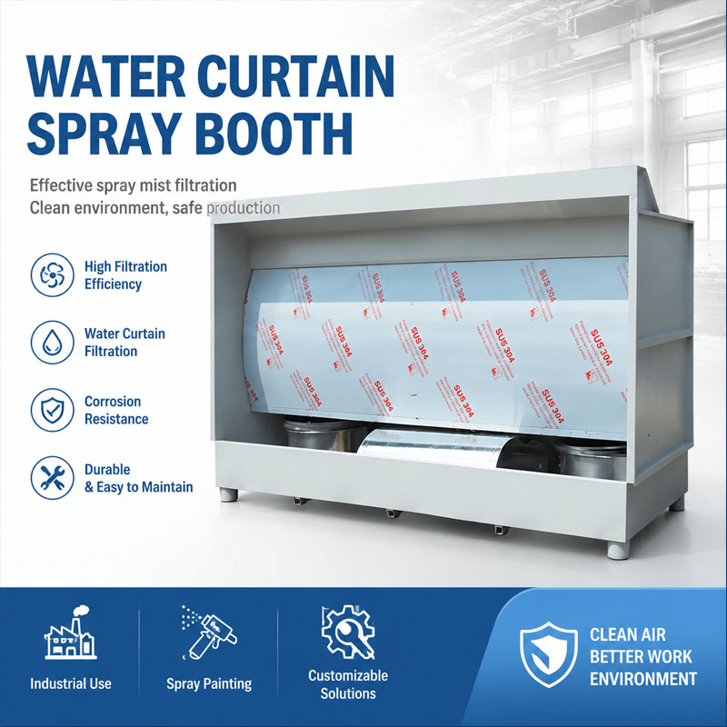 Industrial Water Curtain Cabinet for Paint Mist Removal and Air Filtration