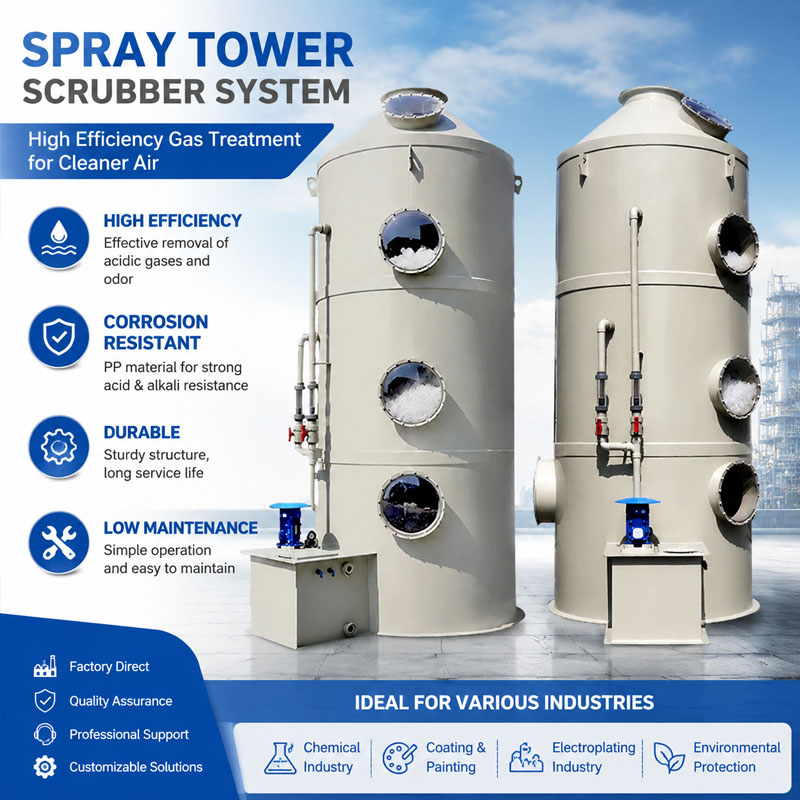 Industrial Spray Tower Scrubber System for Waste Gas Purification