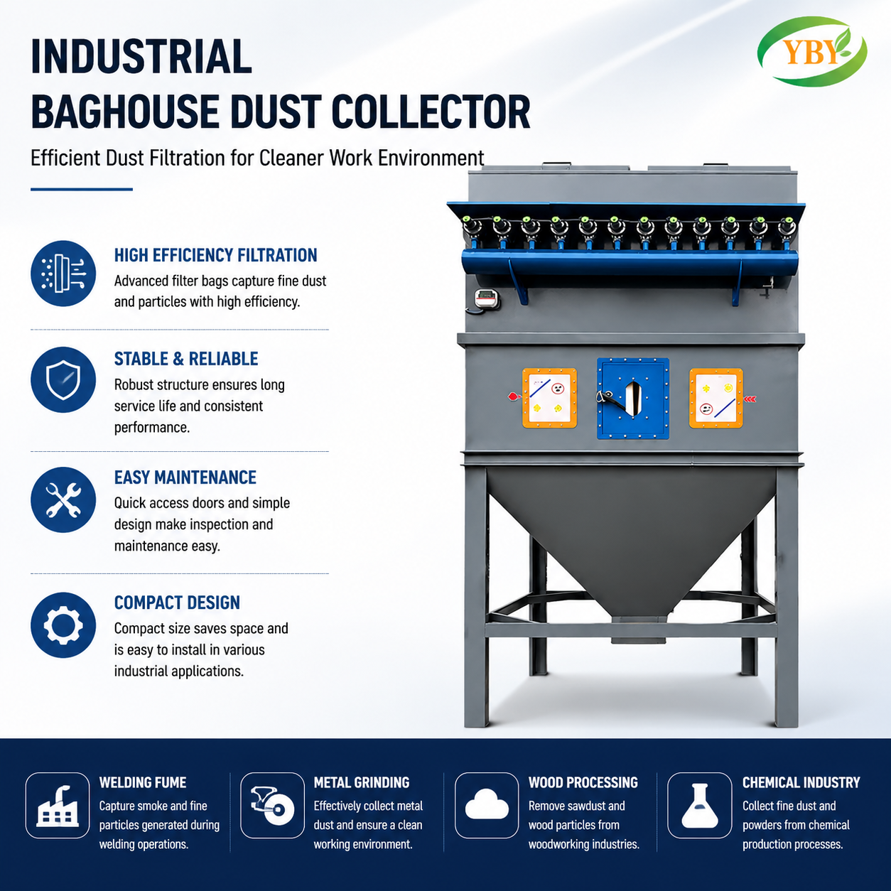 High Temp Pulse Bag Filter Dust Collector for Biomass Boiler Flue Gas Purification