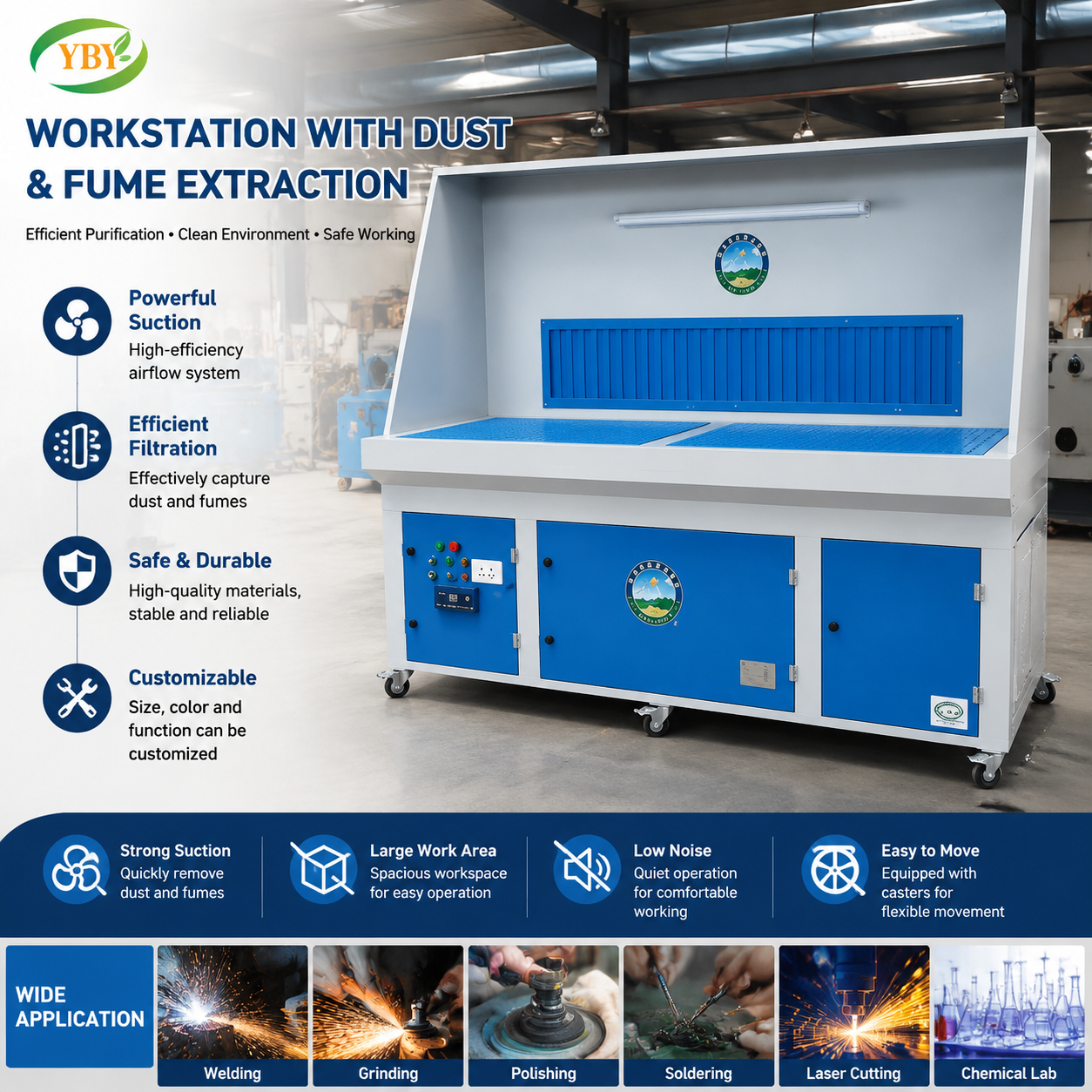 Self Dust Collection Grinding Booth Table
