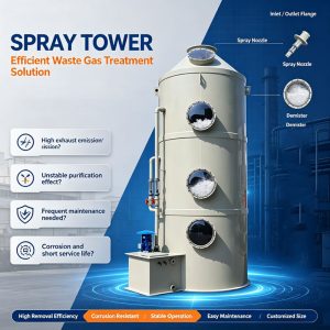 PP Spray Scrubber Tower for Acid Alkali Waste Gas Treatment